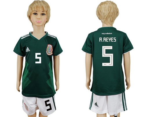 Mexico #5 A.Reyes Home Kid Soccer Country Jersey